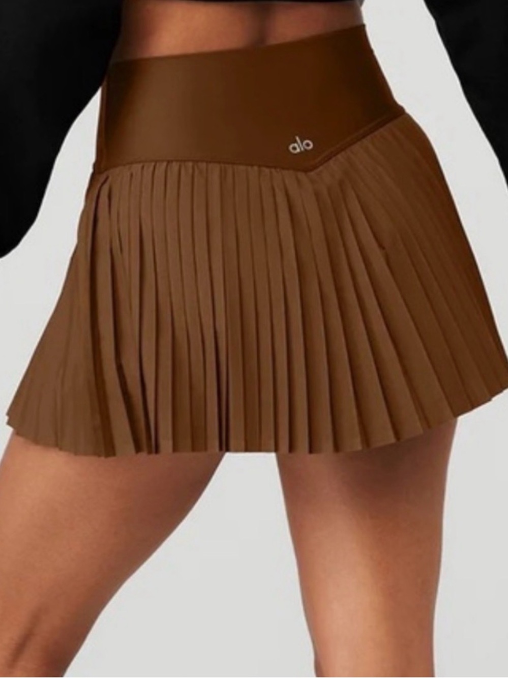 ALO Yoga Brown Pleated Mini Skirt
